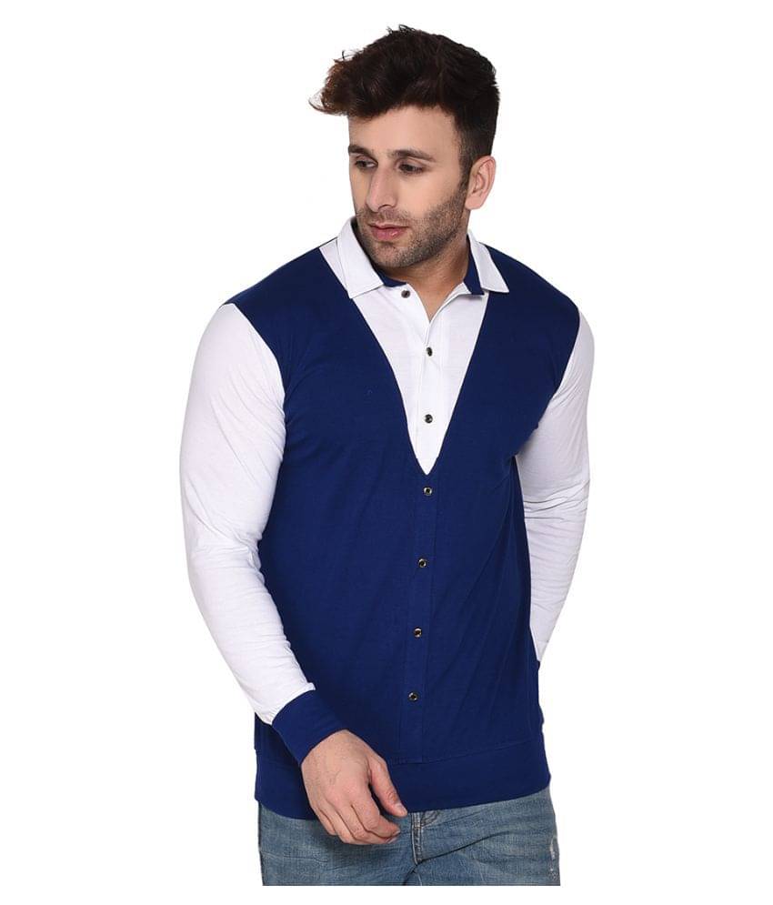 Tfurnish Cotton Blend Blue Shirt     			Tfurnish Cotton Blend Blue Shirt