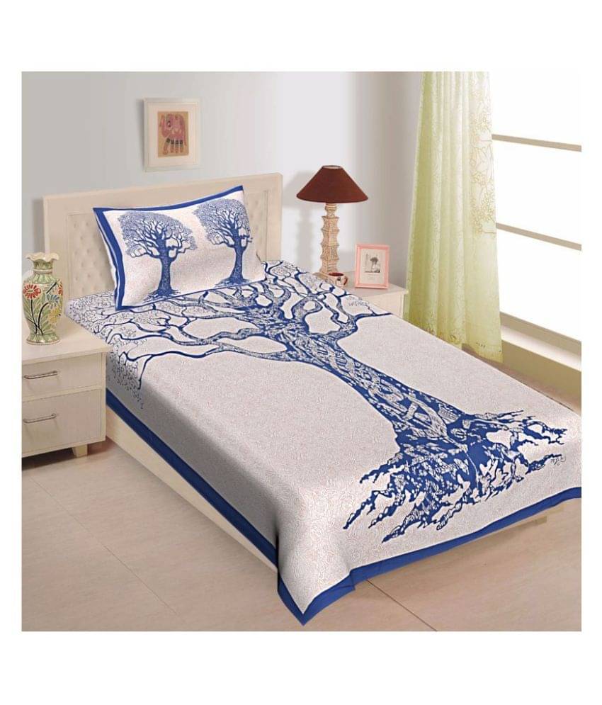     			Uniqchoice Cotton Single Bedsheet ( Blue )