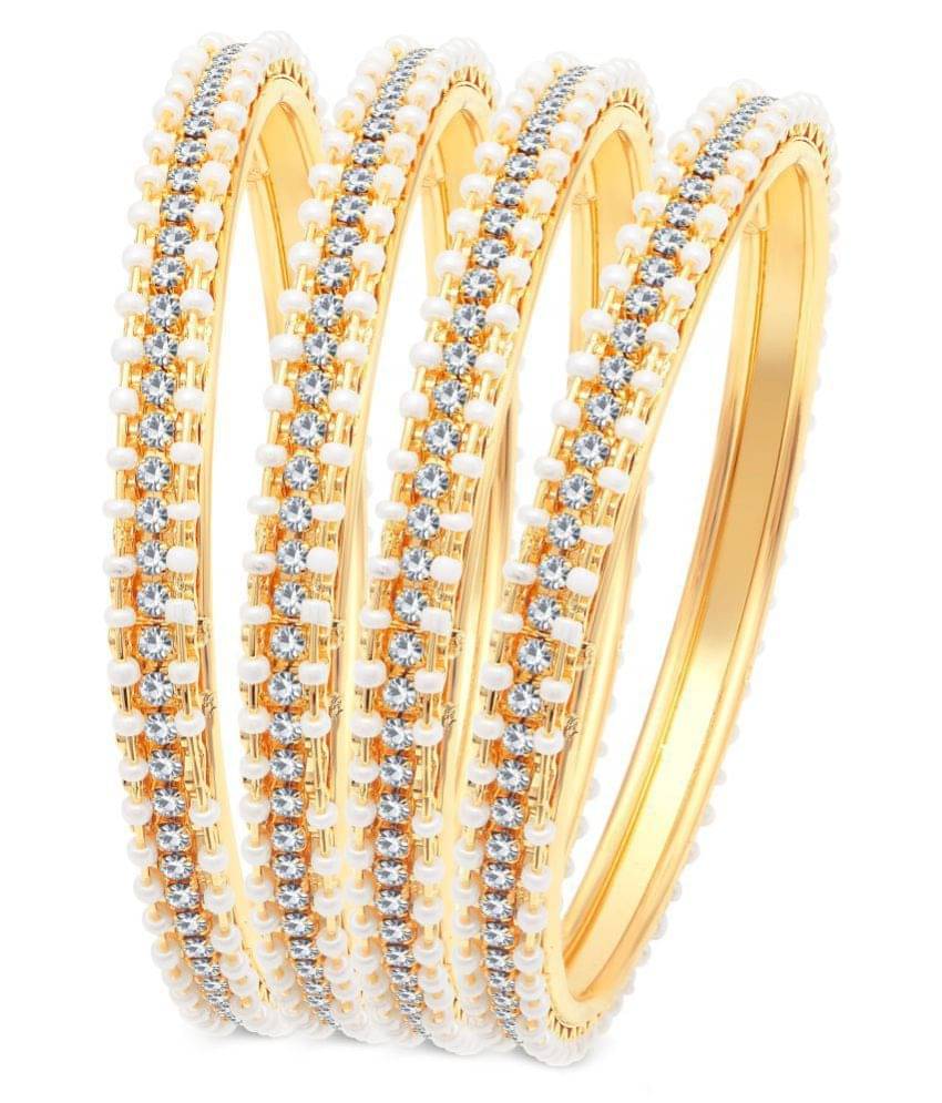 Sukkhi Golden AD Bangles For Women Pack Of 4 Sukkhi Golden AD Bangles For Women Pack Of 4