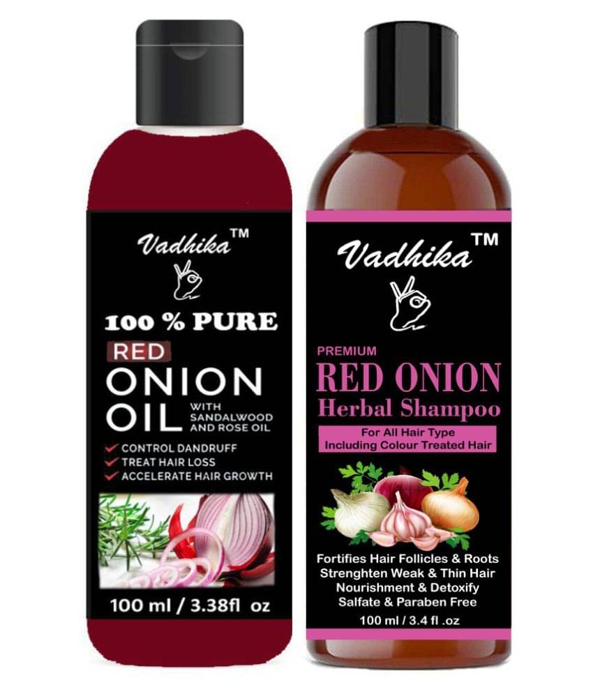 Vadhika Red Onion Oil & Red Onion Shampoo For Hair Fall Control, Growth Shampoo Shampoo 200ML mL Pack of 2 Vadhika Red Onion Oil & Red Onion Shampoo For Hair Fall Control, Growth Shampoo Shampoo 200ML mL Pack of 2