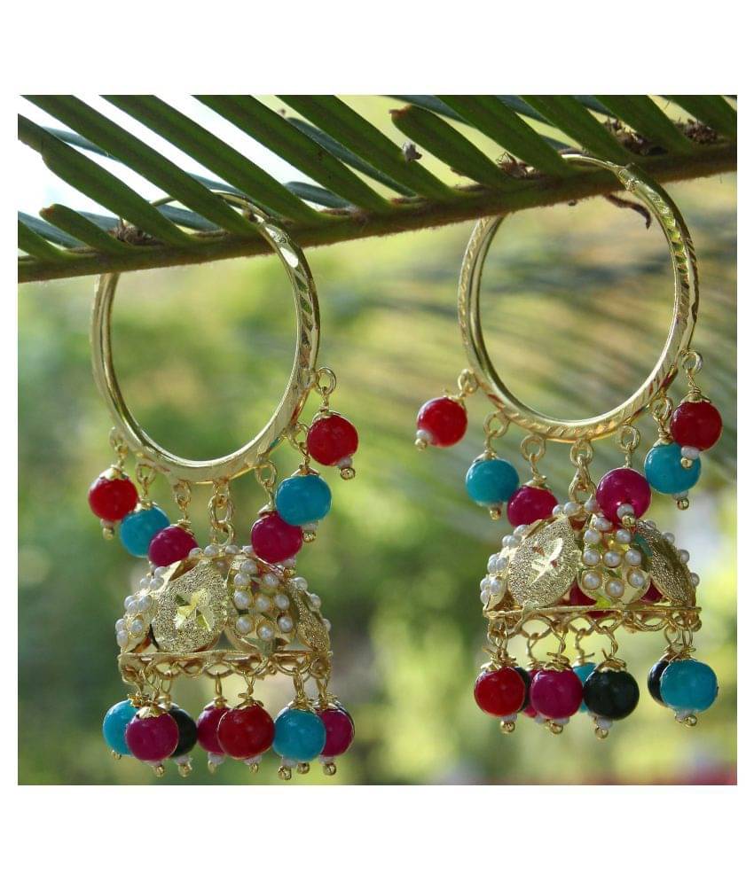 Darshini Designs Multi-color Beads Jhhumki Earrings For Women And Girls Darshini Designs Multi-color Beads Jhhumki Earrings For Women And Girls
