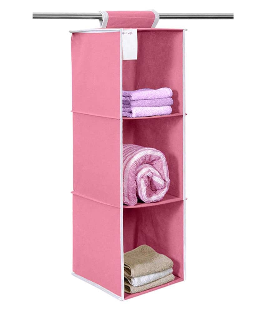 PrettyKrafts 3 Tiers/Shelves Clothes Hanging Organizer, almirah wardrobe for Regular Garments, Shoes Storage Cupboard, Hanger Bag - Handbags | Buy online on ZillyBuy