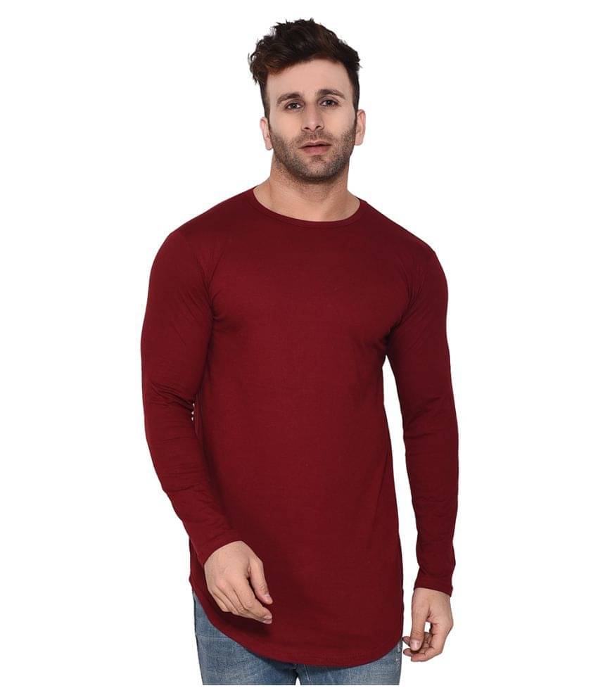 Tfurnish Cotton Blend Maroon Solids T-Shirt Tfurnish Cotton Blend Maroon Solids T-Shirt