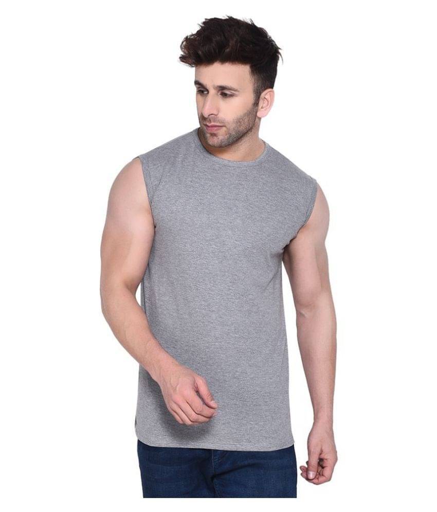 Tfurnish Cotton Blend Silver Solids T-Shirt Tfurnish Cotton Blend Silver Solids T-Shirt