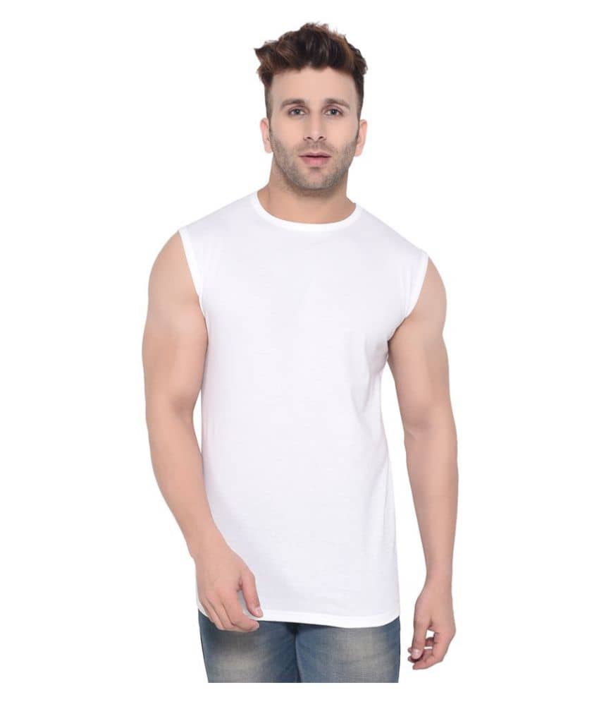 Tfurnish Cotton Blend White Solids T-Shirt