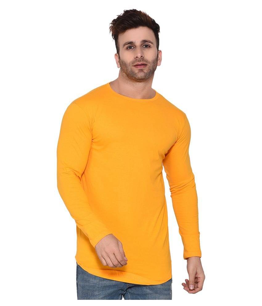     			Tfurnish Cotton Blend Yellow Solids T-Shirt