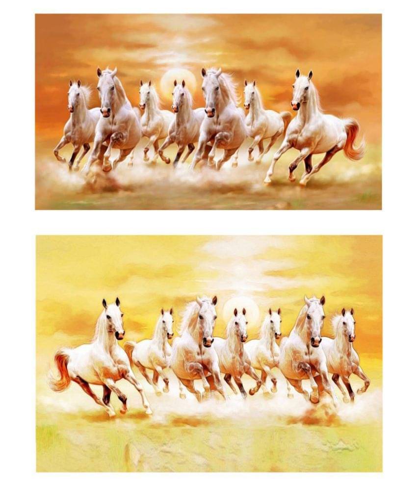     			wallpics Seven Running Horses Waterproof Vinyl Art Prints Without Frame