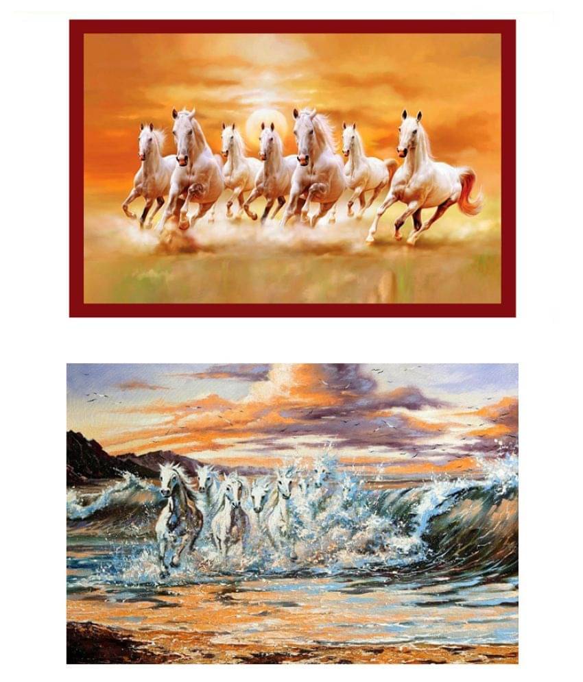     			wallpics VAstu Seven Running Horses Waterproof Vinyl Art Prints Without Frame