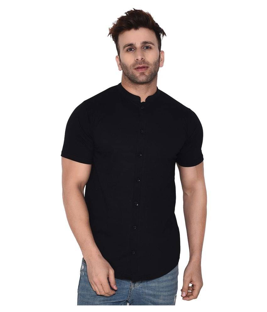    			Tfurnish Cotton Blend Black Shirt