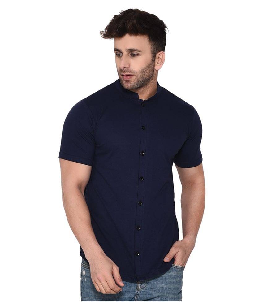 Tfurnish Cotton Blend Blue Shirt Tfurnish Cotton Blend Blue Shirt