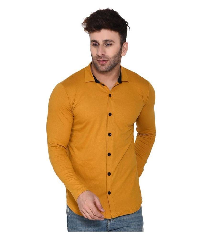 Tfurnish Cotton Blend Gold Shirt Tfurnish Cotton Blend Gold Shirt