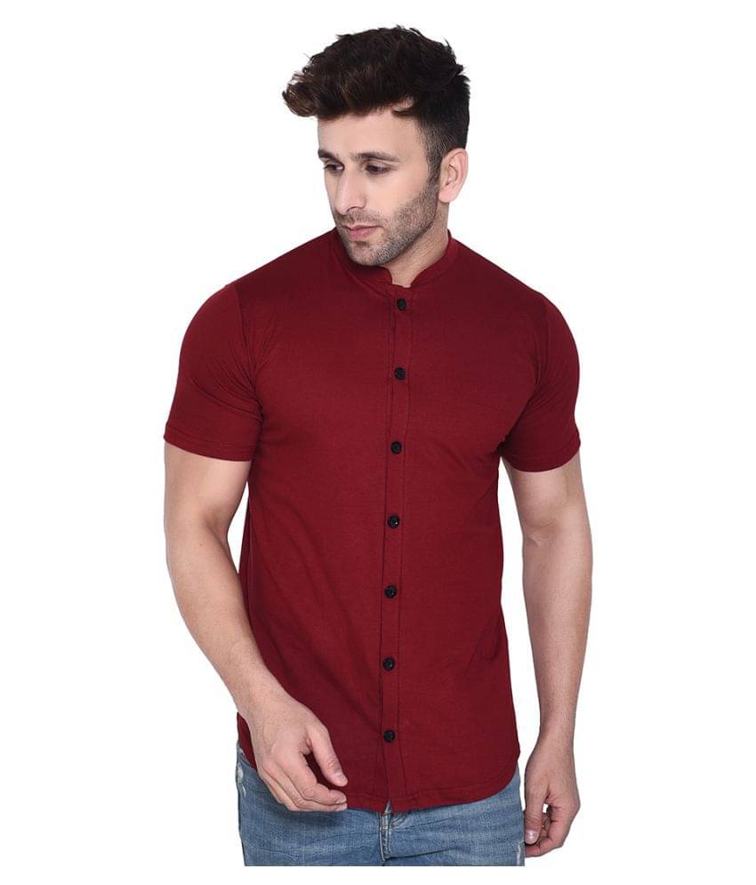     			Tfurnish Cotton Blend Maroon Shirt