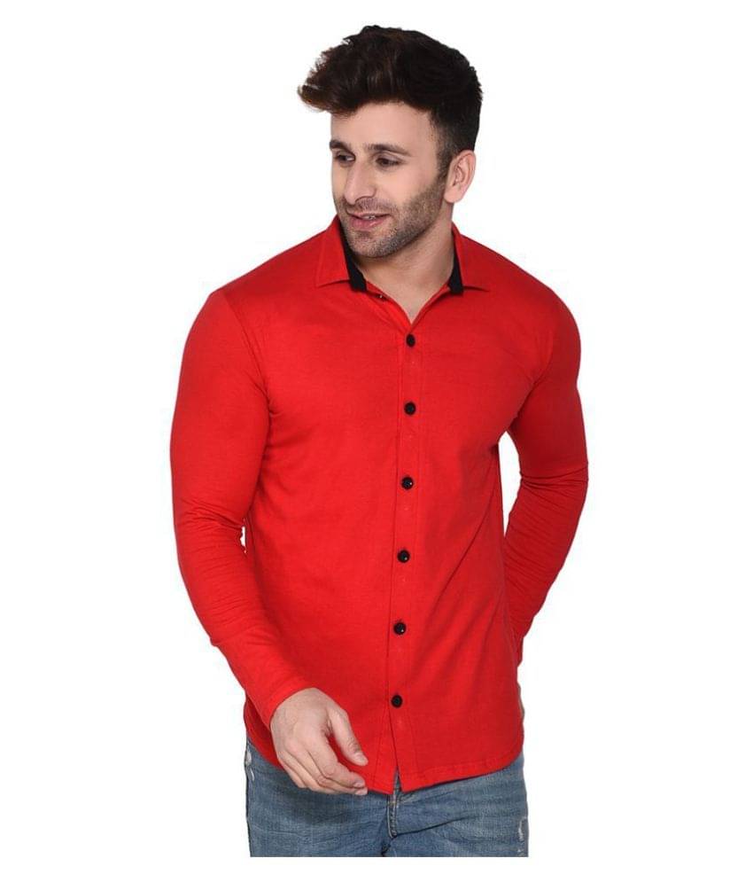 Tfurnish Cotton Blend Red Shirt     			Tfurnish Cotton Blend Red Shirt
