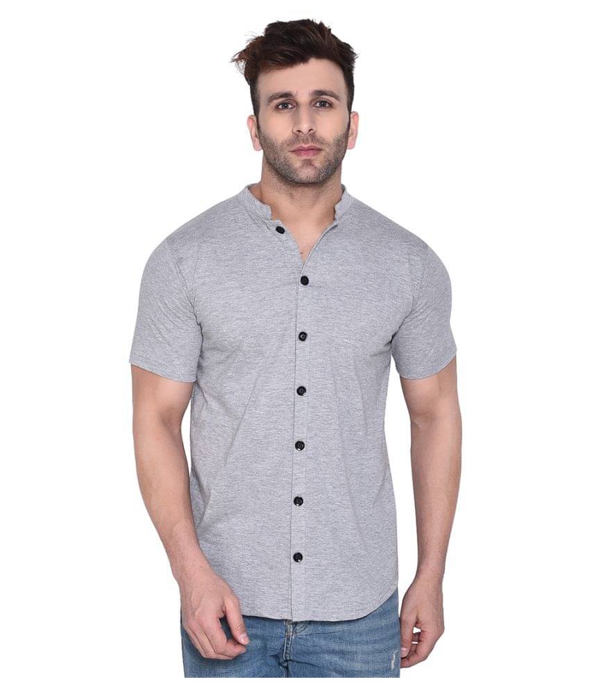 Tfurnish Cotton Blend Silver Shirt Tfurnish Cotton Blend Silver Shirt