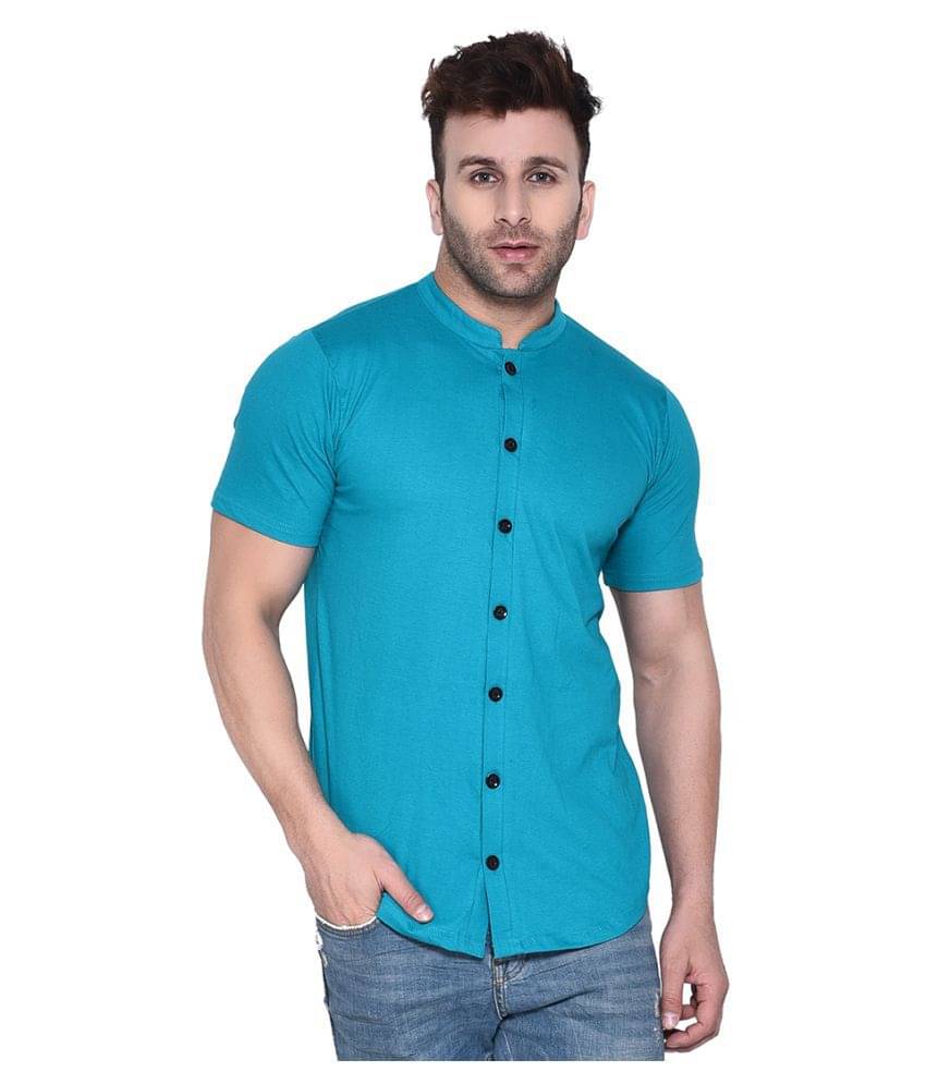     			Tfurnish Cotton Blend Turquoise Shirt