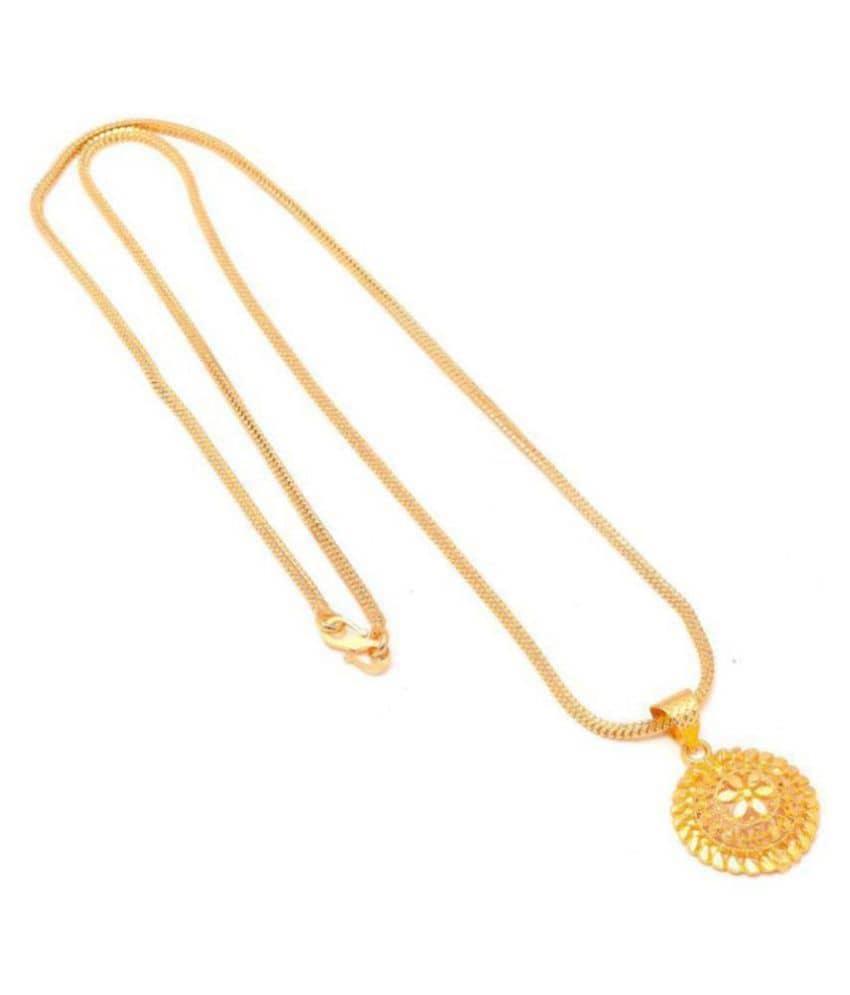Jewar Mandi Neck Chain 24 kt Gold Plated with Locket Real Look Daily use for Women Girls Men 75780