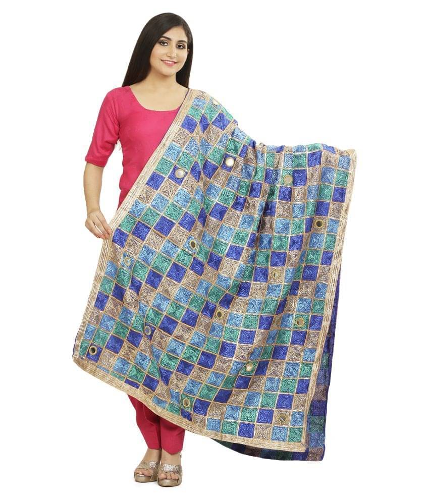 SAHEJ SUITS Multicoloured Chiffon Hand Embroidered Dupatta SAHEJ SUITS Multicoloured Chiffon Hand Embroidered Dupatta