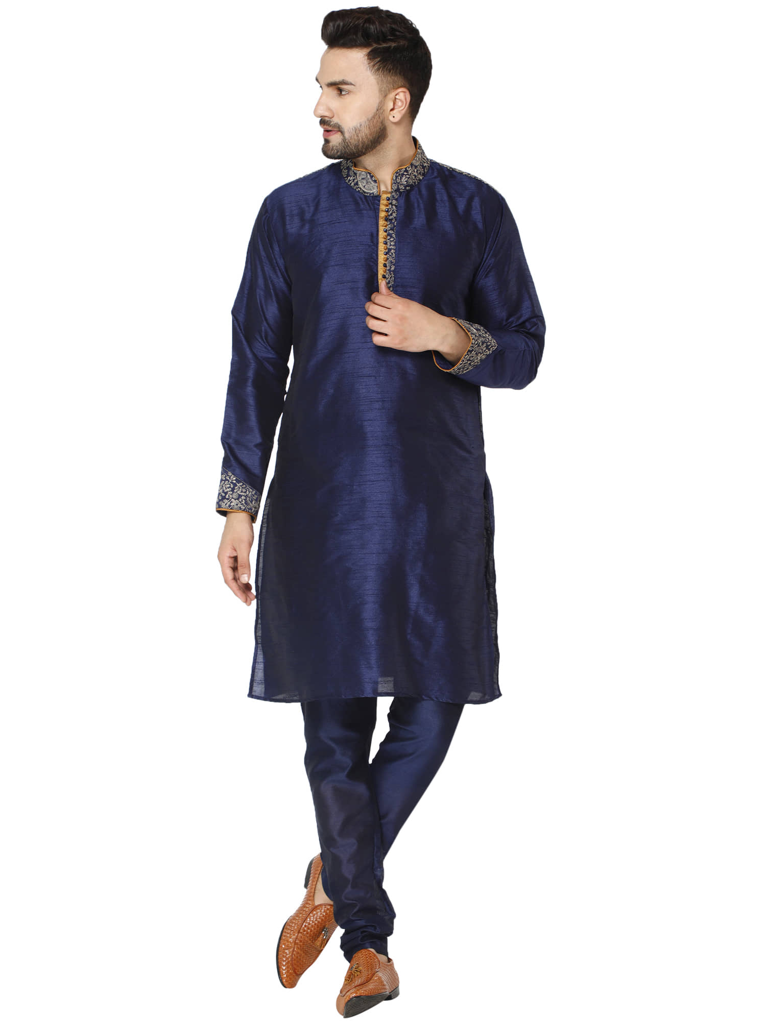SKAVIJ Blue Silk Blend Kurta Pyjama Set - Kurtas & Kurta Sets | Buy online on ZillyBuy