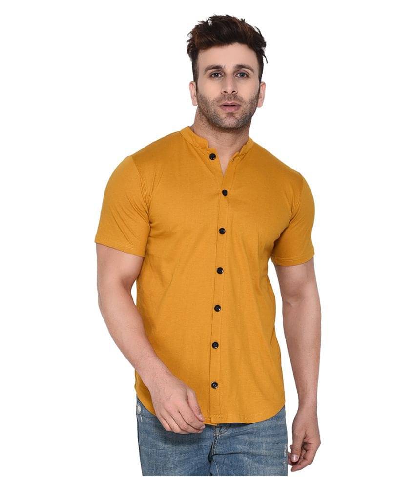     			Tfurnish Cotton Blend Gold Shirt