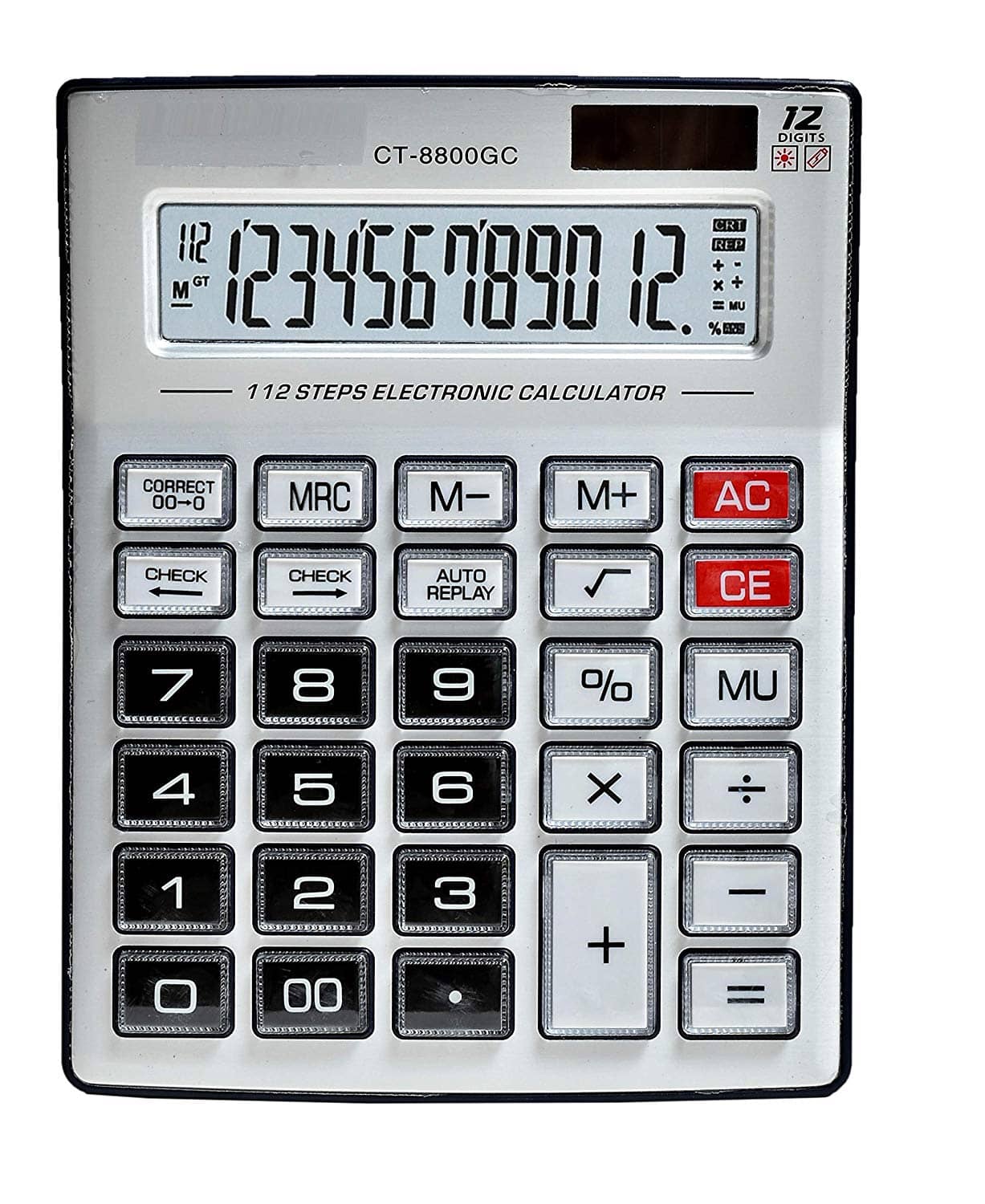 CITLLZEN CT-800GC ( Sliver) Premium Quality Big Display/Big Button 12 Digit Mirror Button Financial and Business Office