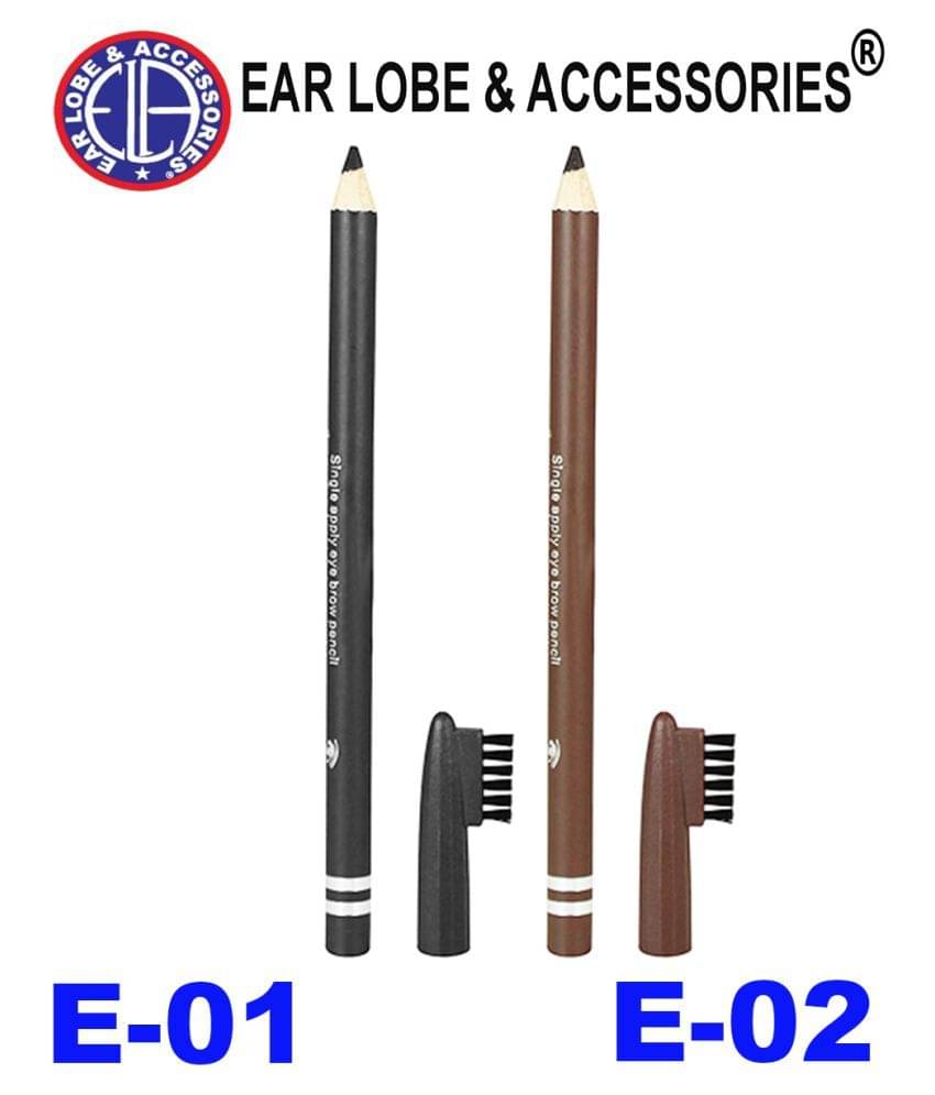    			Ear Lobe & Accessories Eyebrow Pencil Black (E-01) + Brown (E-02)  Brow Pencil Nude 50 g