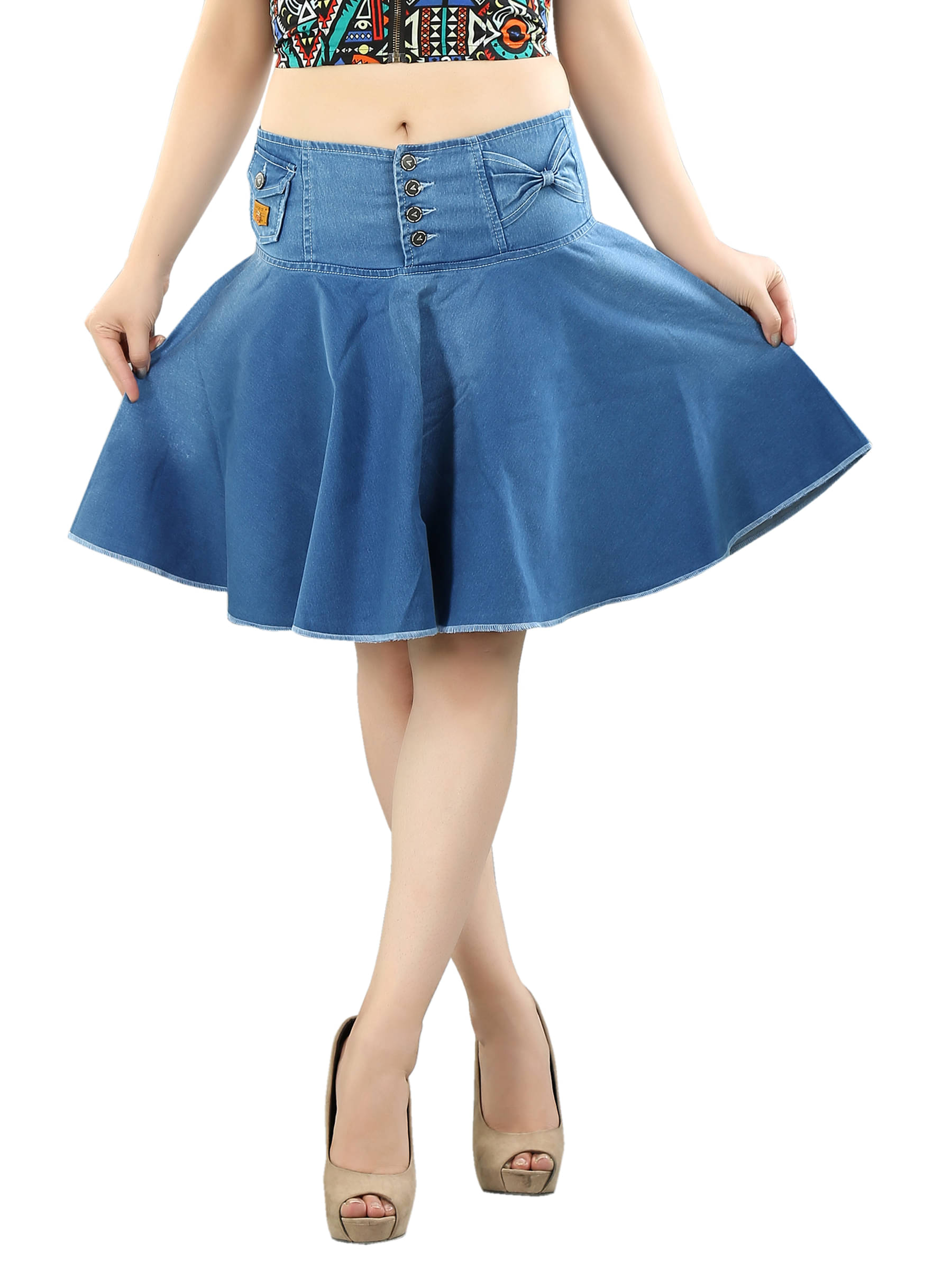 FCK-3 Denim Pleated Skirt - Blue FCK-3 Denim Pleated Skirt - Blue