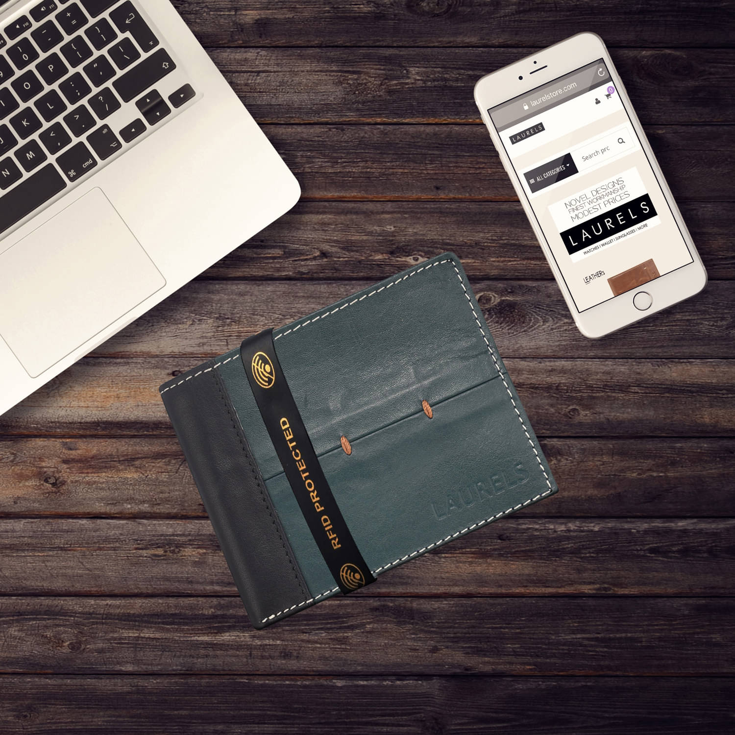     			Laurels PU Green Casual Regular Wallet