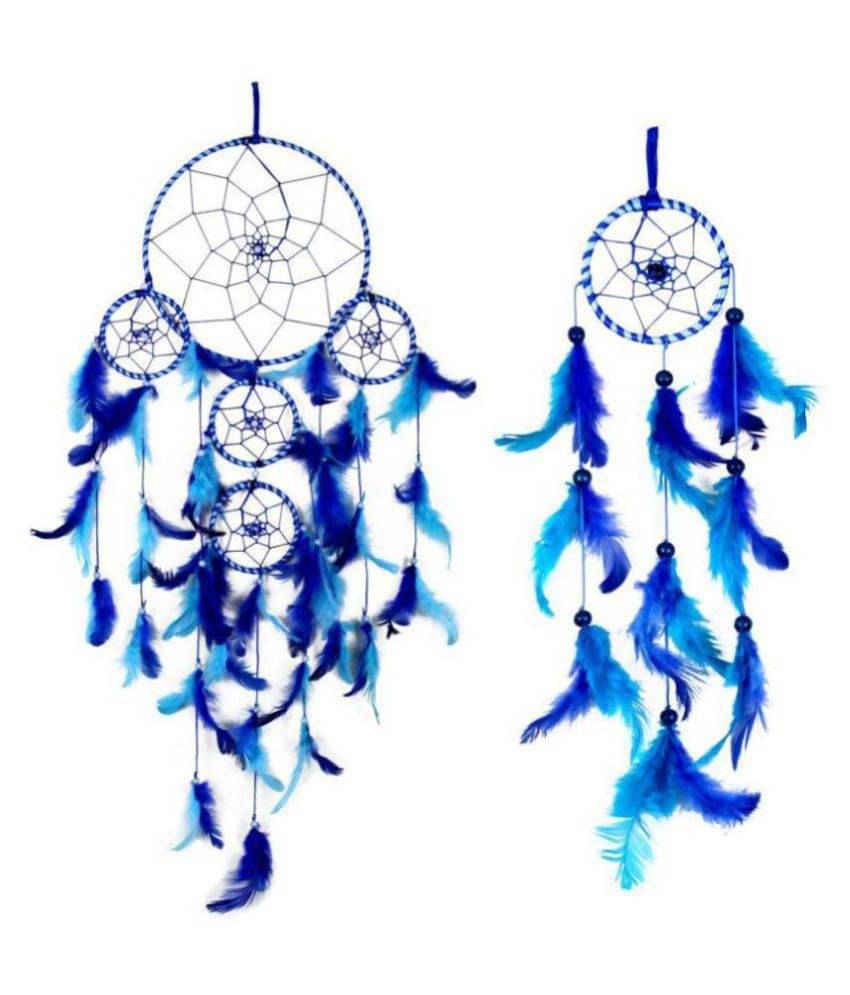 Lucky Traders Feather Blue Dream Catcher - Pack of 2 ( X cms ) Lucky Traders Feather Blue Dream Catcher - Pack of 2 ( X cms )