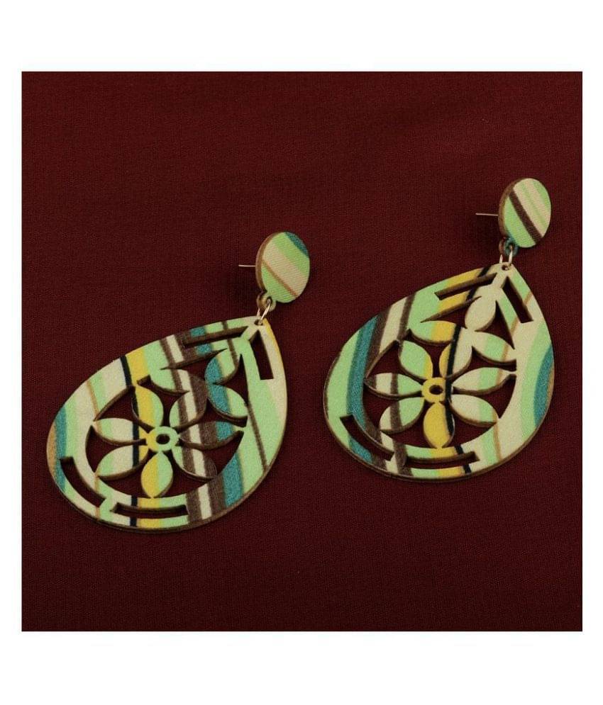     			SILVER SHINE Delicate Natural Wooden Dangler Light Weight Earrings for Girls and Women.