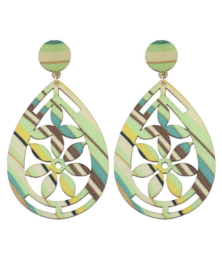     			SILVER SHINE Delicate Natural Wooden Dangler Light Weight Earrings for Girls and Women.