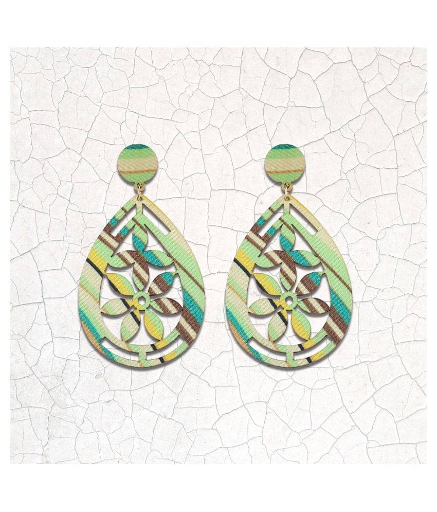     			SILVER SHINE Delicate Natural Wooden Dangler Light Weight Earrings for Girls and Women.