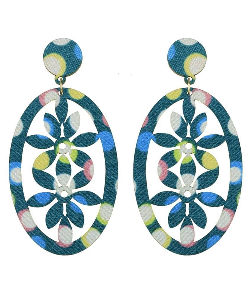 SILVER SHINE Designer  Wooden Light Weight Dangler Wooden Earrings For Girls and Women …     			SILVER SHINE Designer  Wooden Light Weight Dangler Wooden Earrings For Girls and Women …