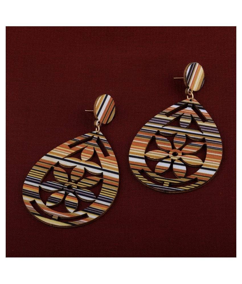 SILVER SHINE Elegant Designer Light Weight Dangle Wooden Earrings for Girls and Women. SILVER SHINE Elegant Designer Light Weight Dangle Wooden Earrings for Girls and Women.