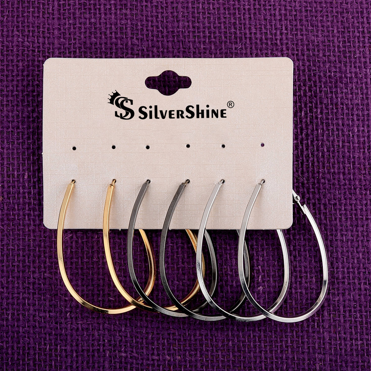     			SILVER SHINE Elegant Silver Gold Black Earring Combo For Women Girl.