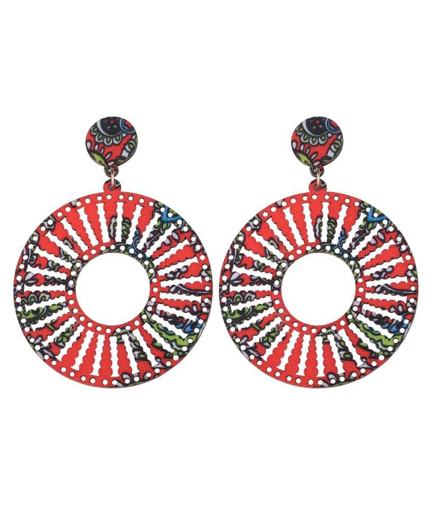 SILVER SHINE Ethnic Round Drop Wooden Light Weight Earrings for Girls and Women. SILVER SHINE Ethnic Round Drop Wooden Light Weight Earrings for Girls and Women.