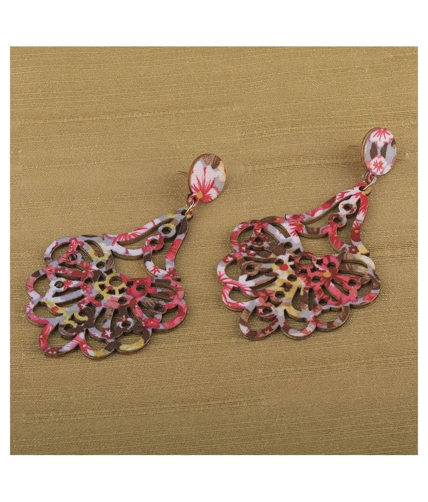     			SILVER SHINE Handmade Designer Wooden Light Weight Earrings for Girls and Women.