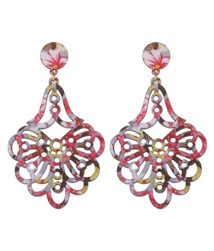     			SILVER SHINE Handmade Designer Wooden Light Weight Earrings for Girls and Women.