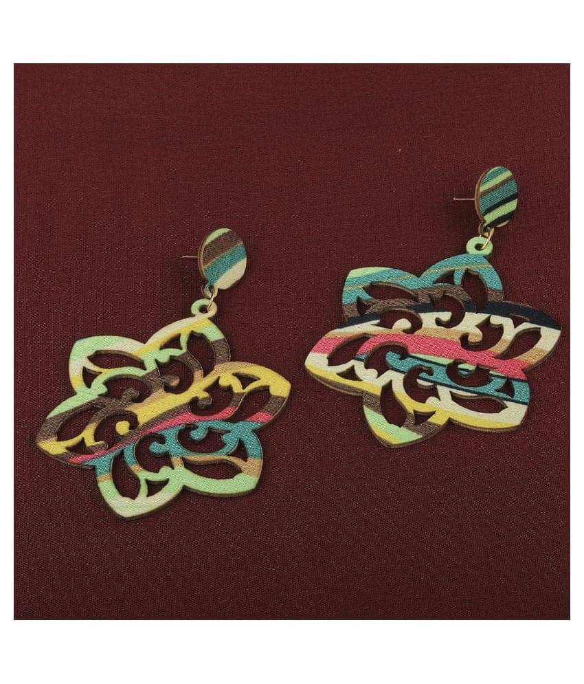     			SILVER SHINE Party Wear Dangler Wooden Earrings For Girls and Women …