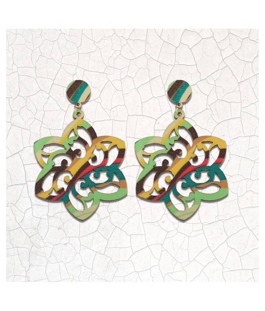     			SILVER SHINE Party Wear Dangler Wooden Earrings For Girls and Women …