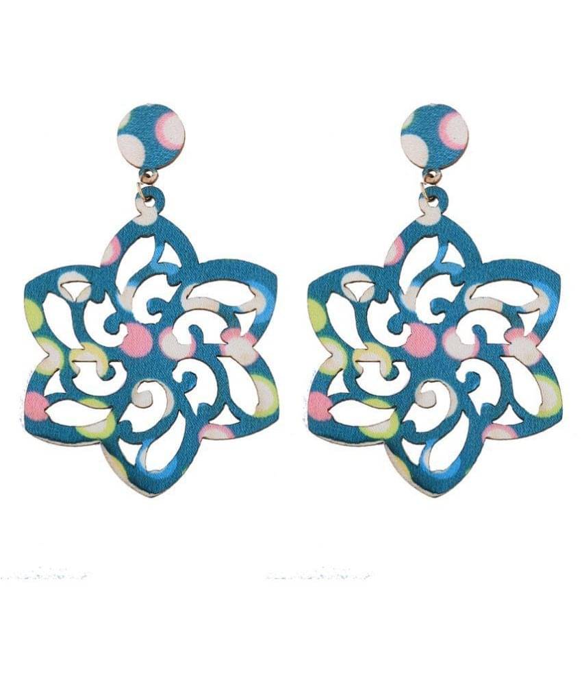     			SILVER SHINE Stylish Dangler Wooden Earrings  Light Weight For Girls and Women