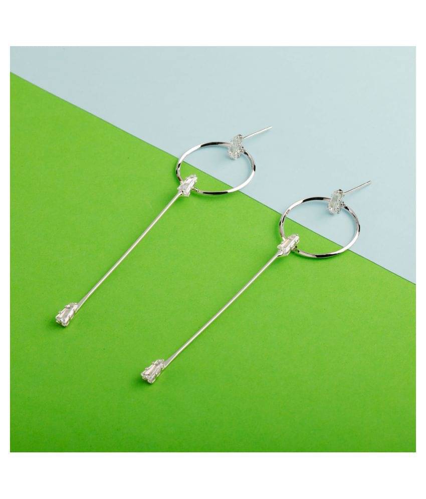     			Silver Shine Alluring Silver With Diamond Hanging Drop Earring For Girls And Women