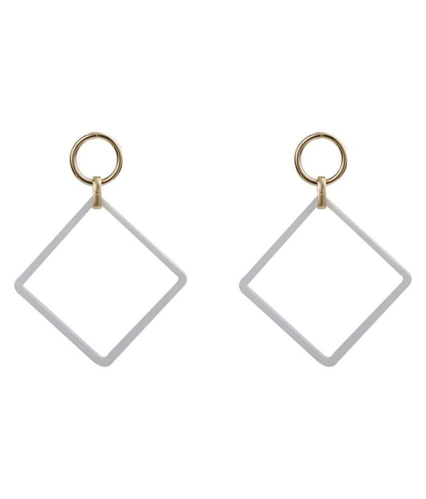     			Silver Shine Alluring White Stylish Fashionable Unique Drop Earring