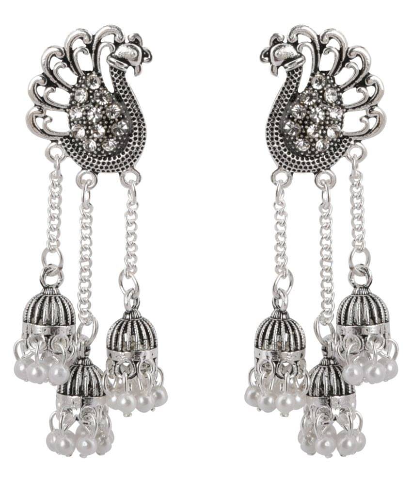     			Silver Shine - Silver Jhumki Earrings ( Pack of 1 )