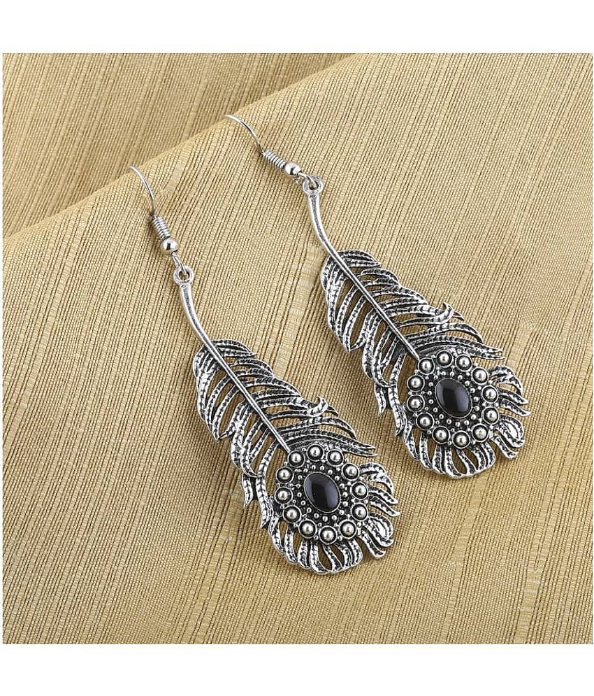 Silver Shine Dazzling Silver Peacock Feather Earrings for Women - Earrings | Buy online on ZillyBuy