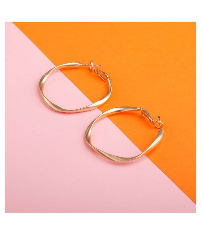     			Silver Shine Facinating Gold Polish Bali Round Hoop Earring For Women