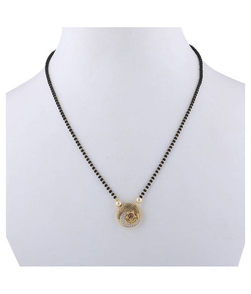 SILVER SHINE Gold Plated Daliy Wear Round Shape Pandent Mangalsutra For Women SILVER SHINE Gold Plated Daliy Wear Round Shape Pandent Mangalsutra For Women