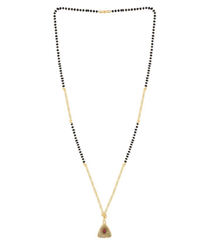     			SILVER SHINE Gold Plated Triangle Shape Pandent Daily Wear Mangalsutra For Women