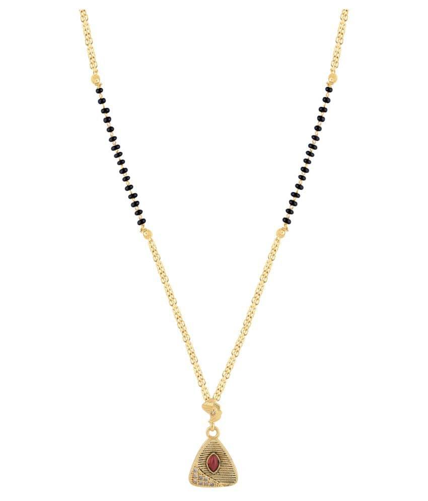 SILVER SHINE Gold Plated Triangle Shape Pandent Daily Wear Mangalsutra For Women SILVER SHINE Gold Plated Triangle Shape Pandent Daily Wear Mangalsutra For Women