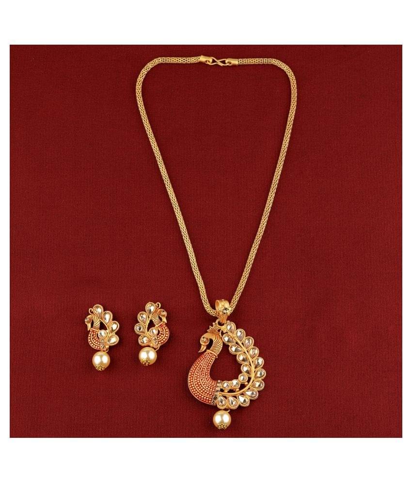 SILVERSHINE Party Wear gold Plated Peacock Designer Pendant For Women Girl SILVERSHINE Party Wear gold Plated Peacock Designer Pendant For Women Girl
