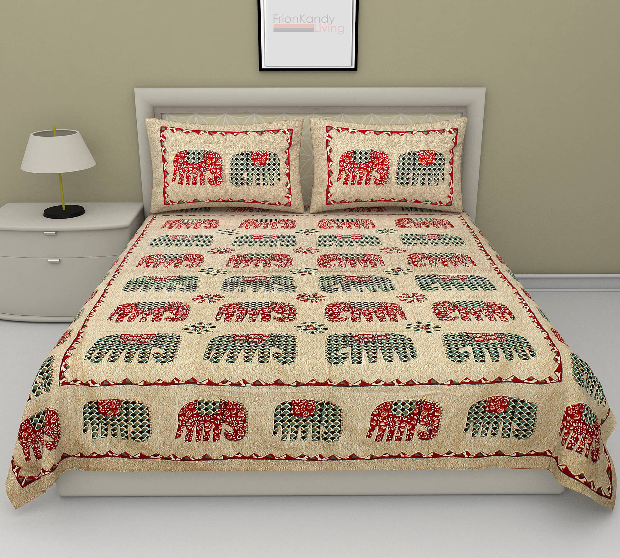 Frionkandy Cotton King Bedsheet ( Assorted )